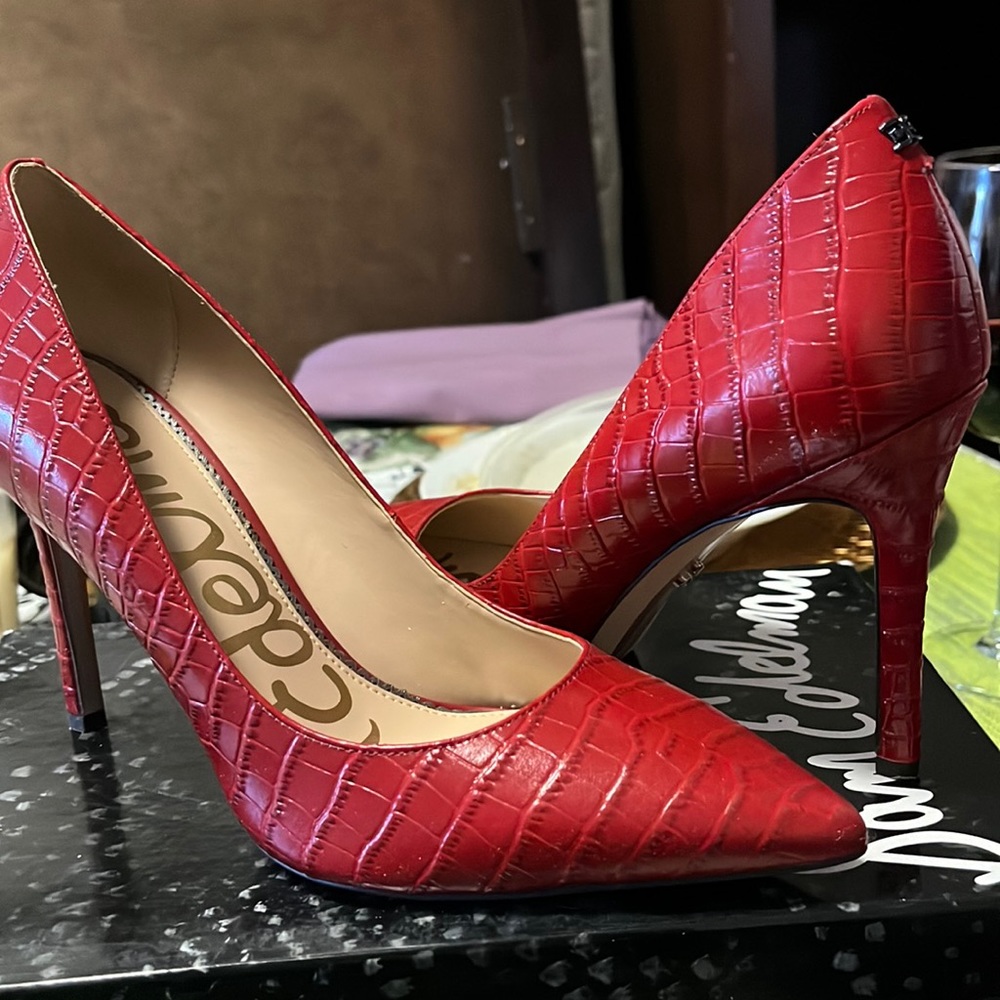 Red shoes worn gently